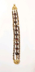 Vintage Hobe Bronze Glass Bead Black Orange Art Glass Goldtone Bracelet