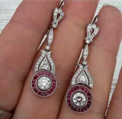 Art Deco Vintage Dangle Drop Earrings 14K White Gold 2.4 Ct Lab Created Diamond