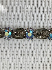 DAZZLING! JULIANA Smoky Gray Rhinestone Navette AB Headlight Bracelet Earrings!!