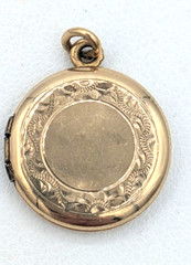 Vintage Gold Filled Locket Pendant Round Etched Photo Charm A Z 1/20 12K GF