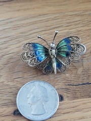 800 European Silver STUNNING BUTTERFLY Brooch. Vintage. Artistic.