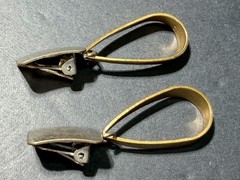 Vintage Modernist Mixed Metal Dangle Earrings Hoops Clip-on Marked “USA” Jewelry