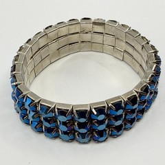 Gothic Blue Aurora Borealis Rhinestone Chunky Stretch Bracelet Gift