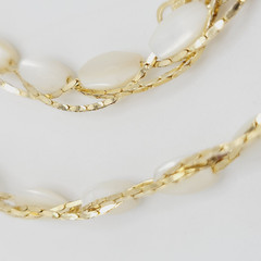 Choker Polished Rice Pearl Gold Tone Braided Chain Pearl Necklace Korea 16 Inch