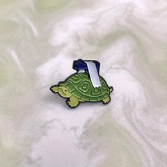 Funny Cartoon Turtle With Gun Metal Brooch Pin Backpack Purses Clothing Lapel