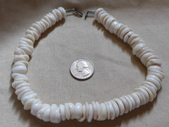 VTG Hawaiian Puka Shell Necklace Handmade Surfer Beaded HEAVY CHUNKY 15.5″ 110g