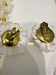 VINTAGE WEST GERMANY SIGNED FLOWER NECKLACE & EARRINGS SET