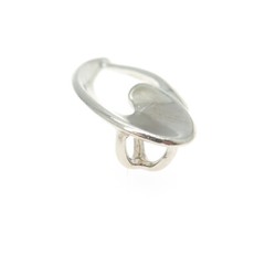 925 Sterling Silver Vintage Real Diamond Open Heart Modernist Slide Pendant