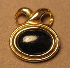 Vintage Sterling Silver Gold Tone Onyx Pendant 6.5g #J4798