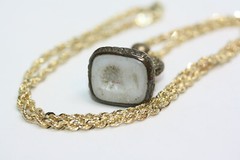 1890s Seal Pendant Roman Greek Emperor Intaglio Solid 10K Gold 3 MM Necklace 18″