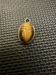 Vintage Carved Tigers Eye Scarab Pendant Charm