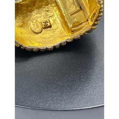 Les Bernard VO Vogue Vintage Signed Hammered Gold Cuff Bracelet Rhinestones