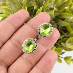 Sterling Silver August Peridot Gemstone Green Brother Gifts Cufflinks Jewelry