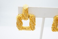 Vintage Clip On Earrings Gold Tone Doorknocker Textured