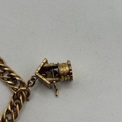 Vtg Monet Link Gold Tone Charm Bracelet Grand Piano Heart Wishing Well Tree ETC