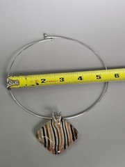 Vintage Wire Collar Choker Art Resin Striped Pendant 90s Boho Jewelry Y2K
