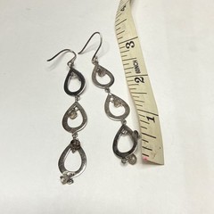 Vintage Sterling Silver Teardrop Loop Dangle Earrings Handmade Boho Jewelry