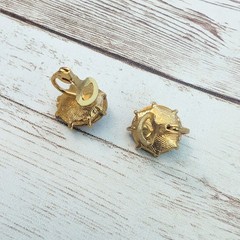 Vintage Clip On Earrings – Rainbow Tone Gem 0.5″ – Clip Repair Needed