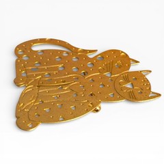Vintage Mid Century Modern Cat Couple Brooch Snuggling Abstract Cutout Pin