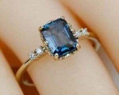 Art Deco Antique 3.50Ct Blue Sapphire Vintage Engagement Ring 14K Yellow Gold FN