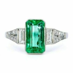 4.60 Ct Natural Emerald Art Deco Vintage Engagement Ring 925 Sterling Silver