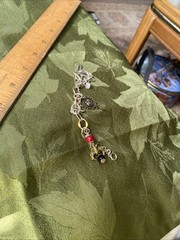 Vintage Gothic Skeleton Bat Skull Key Halloween Charm Bracelet
