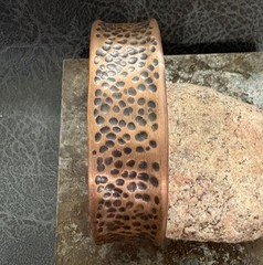 Brutalist Modernist Men’s Dimple Hammered Thick Pure Copper Cuff Bracelet Viking