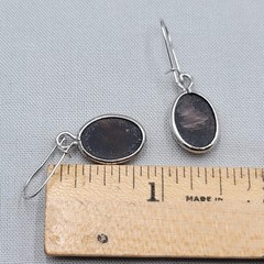 Vintage Real Shell Cameo Pierced Earrings Silver tone Dangle 7/8″