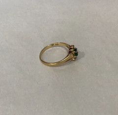 Vintage CI 10 Kt Gold Simulated Emerald Ring Caspian International 6.5