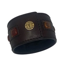 Yves Saint Laurent Vintage Brown Rive Gauche Leather Cuff Bracelet YSL