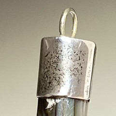 Vintage 925 Sterling Silver Abalone Shell Carved Horn Corniche Pendant *READ