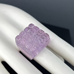 Chunky Lucite Square Ring Lavender Sparkle Cube Size 8 Retro Statement Runway