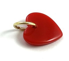 Vintage Heart Charm Tiny Necklace Pendant Vintage Jewelry Dainty Red Heart