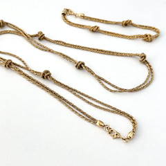 Vintage Gold Tone Rope Twist Knot Double Strand Necklace Bracelet Matching Set