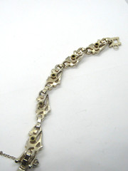Vintage BARCLAY Faux Diamond Rhinestone Amethyst Statement Bracelet 1 1/4″