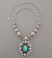 Vintage Nordstrom Statement Necklace – Turquoise Blue Color – Howlite Rhinestone