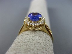 ESTATE LARGE 2.05CT DIAMOND & TANZANITE 14KT YELLOW GOLD ENGAGEMENT RING #25527