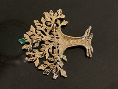 GARNAY Vintage ‘Tree Of Life’ Gold Tone & Enamel Brooch/Pendant 1 5/8” X 1 1/4”