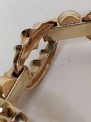 Vintage Barclay Costume Gold Tone Clear Rhinestone Round Link Bracelet Old Money