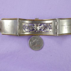 Vintage Silver Plate Filigree Hinged Bangle Bracelet 1930’s Anna Donnally
