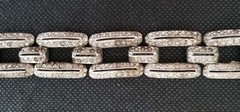 Antique Art Deco Pot Metal Paste Rhodium Plated Bracelet & Safety Chain 1920s