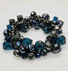 Crystal Stretch Bracelet Multicolored Colorful Blue Black Cha Cha OSFM