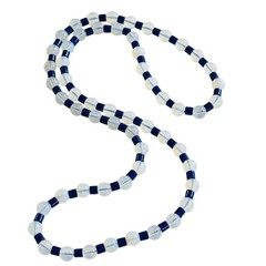 VTG Opalescent Necklace Opalite Art Glass cobalt blue beaded Beads Collar 32″L