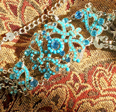 VCLM Aqua Crystal Turquoise Rhinestone Choker – High End Costume Piece Marked