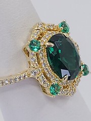 JTV Designer BBJ Gold over Sterling 925 Green Cubic Zirconia Ring Size 5