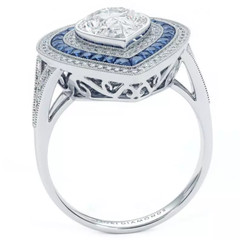 3.51CT White & Blue Simulated Sapphire Triple Halo Style Women Engagement Ring