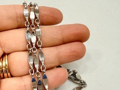Vintage Necklace Silver Tone Dimpled Link Necklace Long 40 in chain Boho 1970s