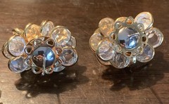 Lot Of Two Pairs Of Crystal & Goldtone Pierced Earrings 1/2 to 3/4 Inch Long