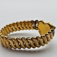 Vintage Marathon Heart Sweetheart Expansion Bracelet Gold Floral Etched