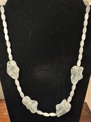 Vintage Sunwest Silver Prehnite & Epidote Carved Necklace